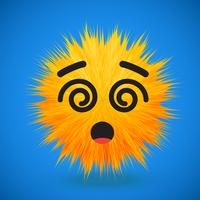 High-detailed 3D fur smiley emoticon, vector illustration