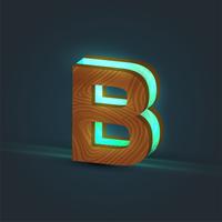 3D, realistic, glass and wood character from a typeface, vector