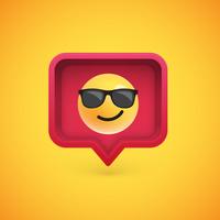 Funny 3D emoticon in 3D speech bubble, vector illustration