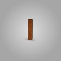 Realistic wood character from a typeset, vector illustration