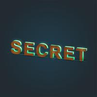 'SECRET' - Realistic illustration of a word made by wood and glowing glass, vector