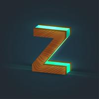 3D, realistic, glass and wood character from a typeface, vector