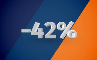 3D sale illustration with percentage, vector