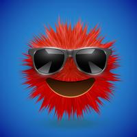 High-detailed 3D fur smiley emoticon, vector illustration