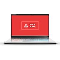 High-detailed computer with virus alert, vector illustration