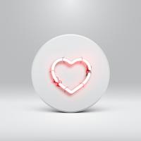 High detailed neon heart on a disc, vector illustration