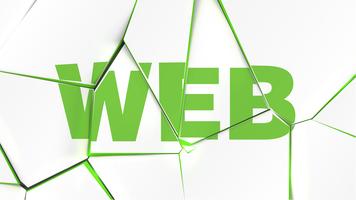 Word of 'WEB' on a broken white surface, vector illustration