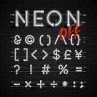 High detailed neon font set, vector illustration