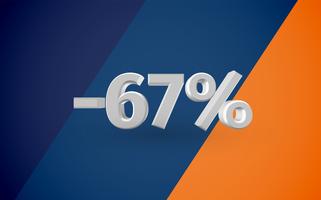 3D sale illustration with percentage, vector