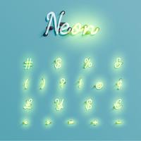 Realistic neon character set, vector illustration