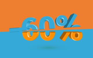 3D sale illustration with cut percentage, vector