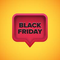 High-detailed red speech bubble with 'BLACK FRIDAY' title, vector illustration