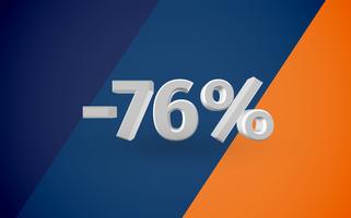 3D sale illustration with percentage, vector