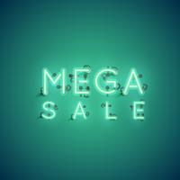 'MEGA SALE' neon sign, vector illustration