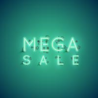 Letrero de neón &#39;MEGA SALE&#39;, ilustración vectorial vector