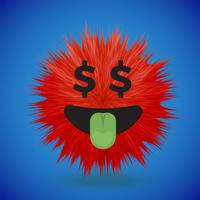 High-detailed 3D fur smiley emoticon, vector illustration