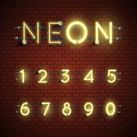 High detailed neon font set, vector illustration