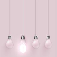 Energy saver lightbulb among old ones, vector illustration