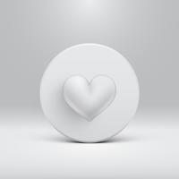 High detailed 3D heart on a disc, vector illustartion