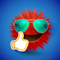 High-detailed 3D fur smiley emoticon, vector illustration