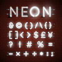 High detailed neon font set, vector illustration