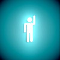 Stand out from the crowd glowing man with raised hand, vector illustration