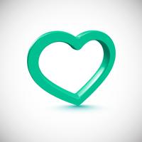 Turquoise 3D heart frame, vector illustration