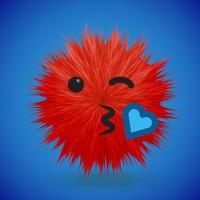 High-detailed 3D fur smiley emoticon, vector illustration