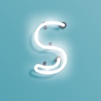 Realistic neon character from a fontset, vector illustration