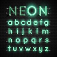 High detailed neon font set, vector illustration