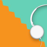 Realistic 3D divided pastel coloured headphones with wires vector