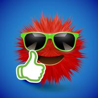 High-detailed 3D fur smiley emoticon, vector illustration