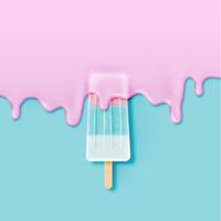 Realistic icecream bar, with melting cream, vector illustration