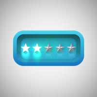 Glowing blue star rating in a realistic shiny box, vector illustration