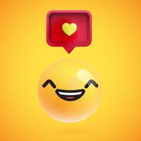 Alto emoticon detallado con un signo de corazón, ilustración vectorial vector