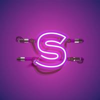 Realistic neon character with wires and console, vector illustration