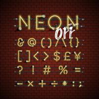 High detailed neon font set, vector illustration