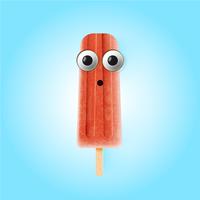 Funny emoticons on realistic icecream illustration, vector illustration