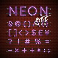 High detailed neon font set, vector illustration