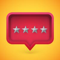 Grey rating stars in speech bubble, vector illustration