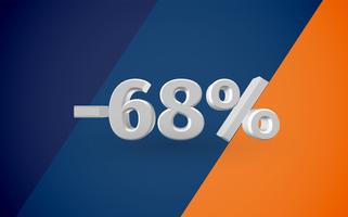 3D sale illustration with percentage, vector