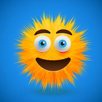 High-detailed 3D fur smiley emoticon, vector illustration