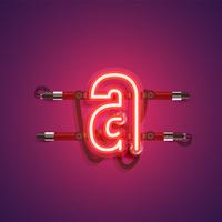 Realistic neon character with wires and console, vector illustration