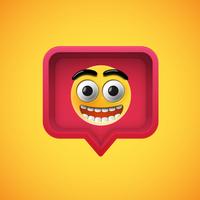 Realistic 3D emoticon in a 3D speech bubble, vector illustration