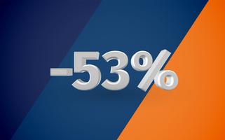 3D sale illustration with percentage, vector