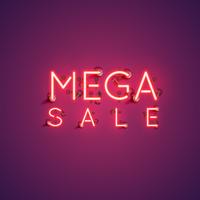 'MEGA SALE' neon sign, vector illustration