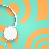 Realistic 3D divided pastel circle coloured headphones with wires vector