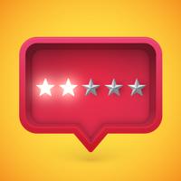 Glowing rating stars in speech bubble, vector illustration