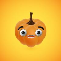 Funny halloween pumpkin face for kids, vector illustration