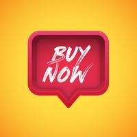 High-detailed red speech bubble with 'BUY NOW' title, vector illustration